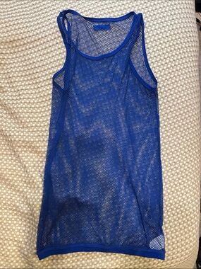 Men's Blue Mesh Tank Top - Breathable Athletic Layer